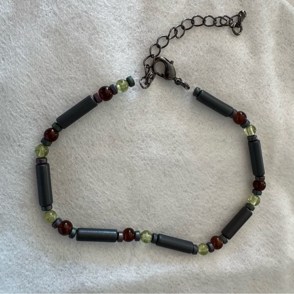 Beaded Bracelet with Green and Brown Accents